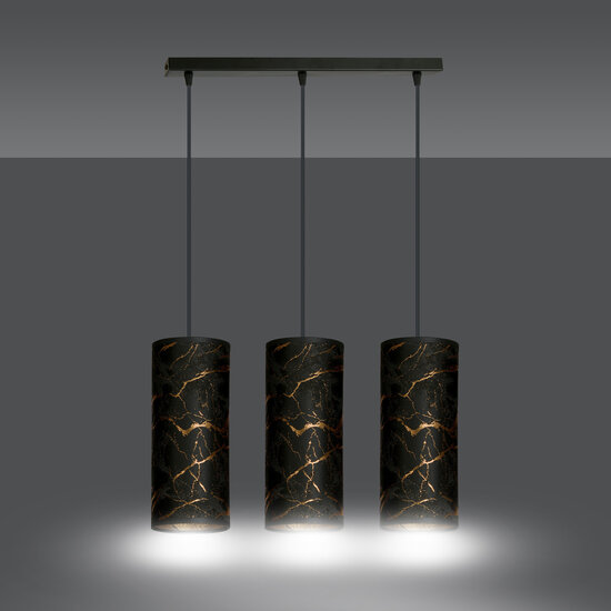 Emibig Emibig Fakse 3 cilinders medium hanglamp zwart gemarbreerd 3x E27 - Perfect voor een moderne uitstraling in elke ruimte
