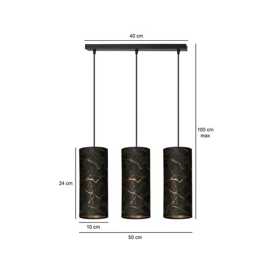 Emibig Emibig Fakse 3 cylinders medium hanging lamp black marbled 3x E27 - Ideal for a modern touch in any room