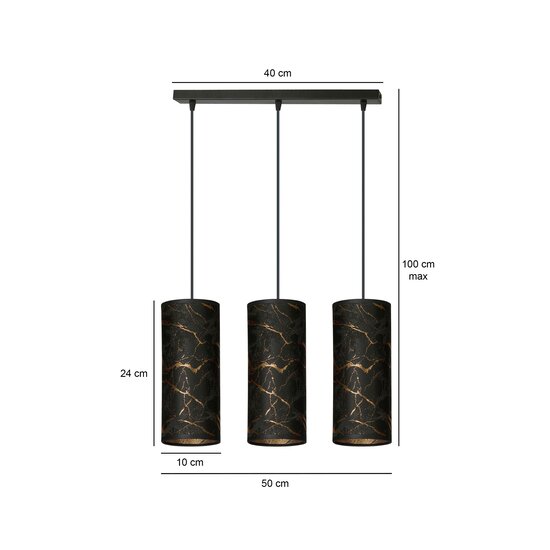 Fakse 3 cylinders medium hanging lamp black marbled 3x E27