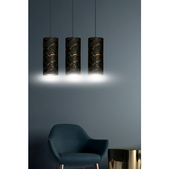 Fakse 3 cylinders medium hanging lamp black marbled 3x E27