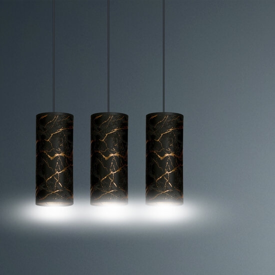 Fakse 3 cylinders medium hanging lamp black marbled 3x E27