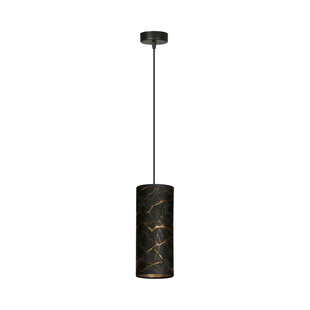 Emibig Fakse lampe suspendue à cylindre unique noir marbré E27