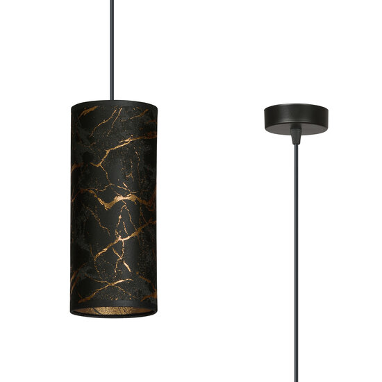 Emibig Emibig Fakse enkele cilinder hanglamp zwart gemarbreerd E27 - Perfect voor moderne interieurs