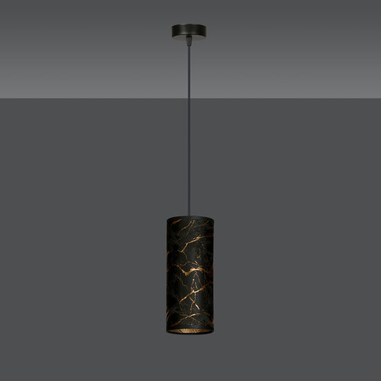 Emibig Emibig Fakse enkele cilinder hanglamp zwart gemarbreerd E27 - Perfect voor moderne interieurs