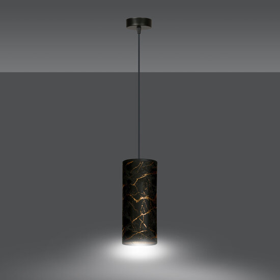 Fakse single cylinder hanging lamp black marbled E27