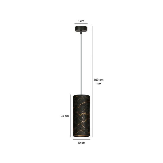Fakse single cylinder hanging lamp black marbled E27