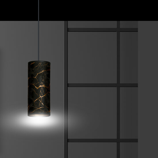 Emibig Emibig Fakse lampe suspendue à cylindre unique noir marbré E27 - Idéale pour les intérieurs modernes