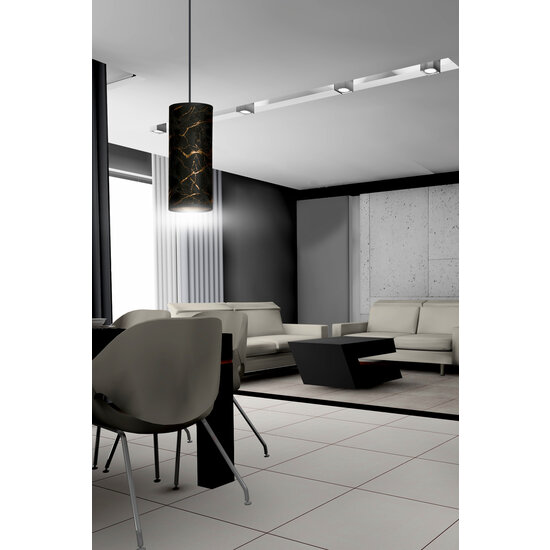 Suspension monocylindre Fakse noir marbré E27