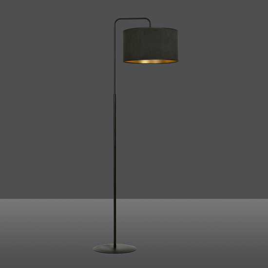 Middelfart vloerlamp gebogen zwarte rond 1x E27