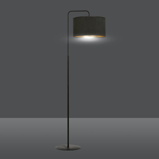 Lampadaire Middelfart courbé noir rond 1x E27