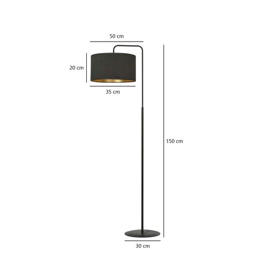 Lampadaire Middelfart courbé noir rond 1x E27