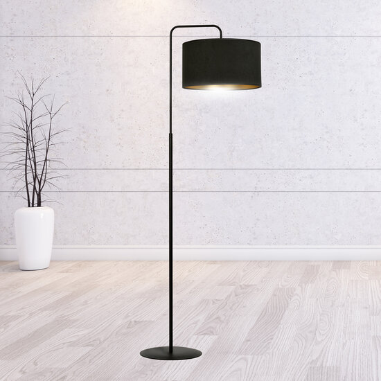 Lampadaire Middelfart courbé noir rond 1x E27