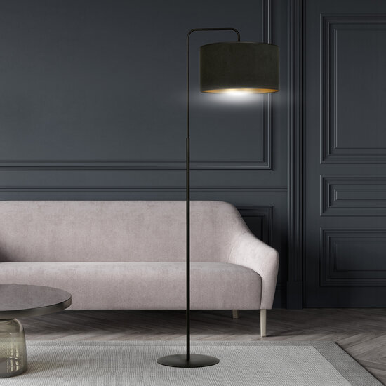 Middelfart floor lamp curved black round 1x E27