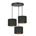 Middelfart 3 lamp hanging lamp black round shades 3x E27