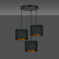 Middelfart 3 lampes suspension abat-jour ronds noirs 3x E27