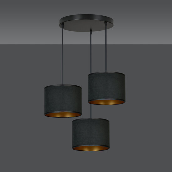 Middelfart 3 lampes suspension abat-jour ronds noirs 3x E27