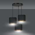 Middelfart 3 lampes suspension abat-jour ronds noirs 3x E27