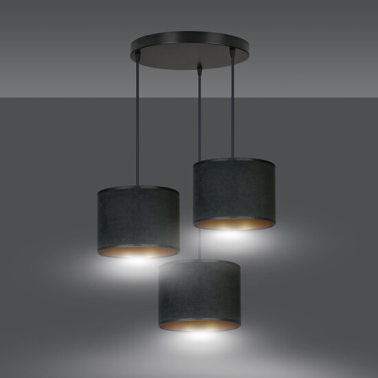 Middelfart 3 lamp hanging lamp black round shades 3x E27