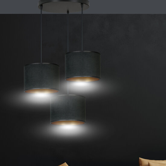 Emibig Emibig Middelfart lámpara colgante 3 lámparas negro pantallas redondas 3x E27 - Ideal para interiores modernos
