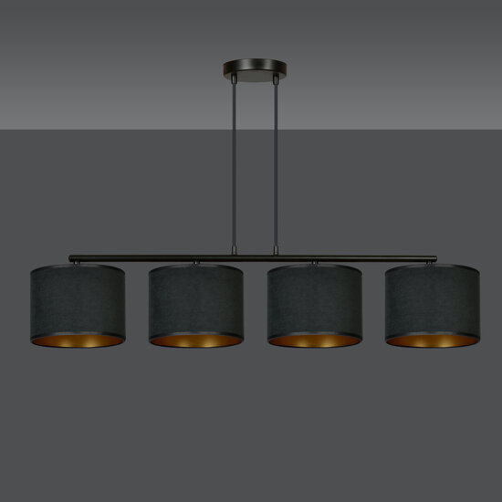 Middelfart mooie brede hanglamp zwart rond 4x E27