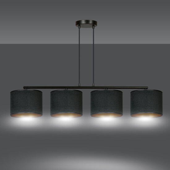 Middelfart mooie brede hanglamp zwart rond 4x E27