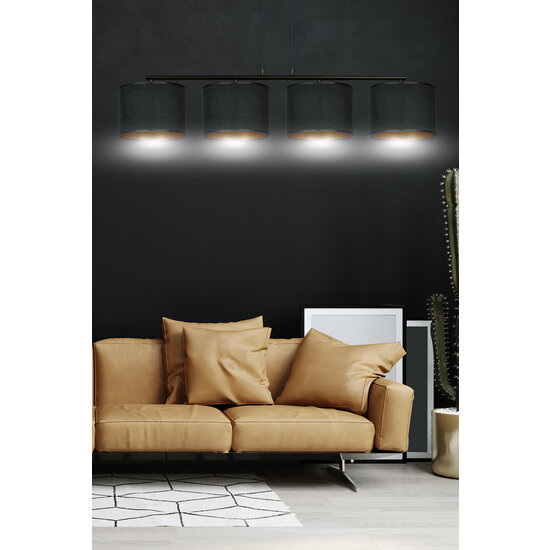 Middelfart mooie brede hanglamp zwart rond 4x E27