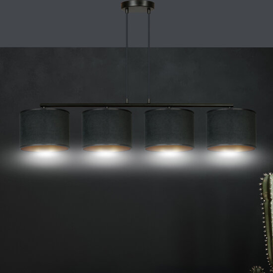 Middelfart mooie brede hanglamp zwart rond 4x E27