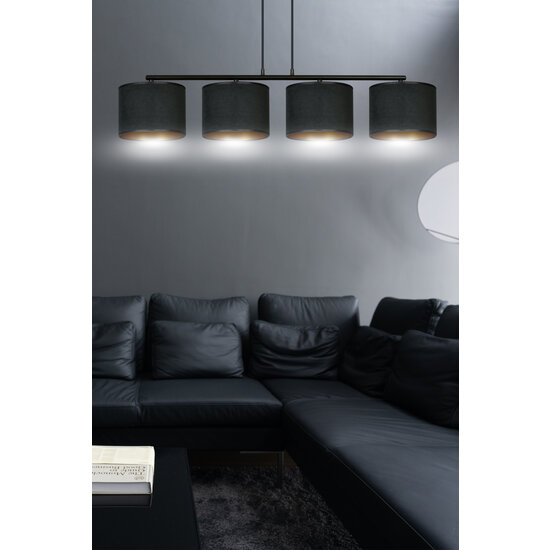 Middelfart mooie brede hanglamp zwart rond 4x E27