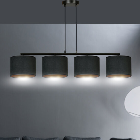 Middelfart mooie brede hanglamp zwart rond 4x E27