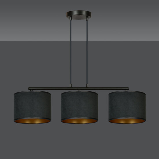 Middelfart hanglamp zwarte rond kappen 3x E27