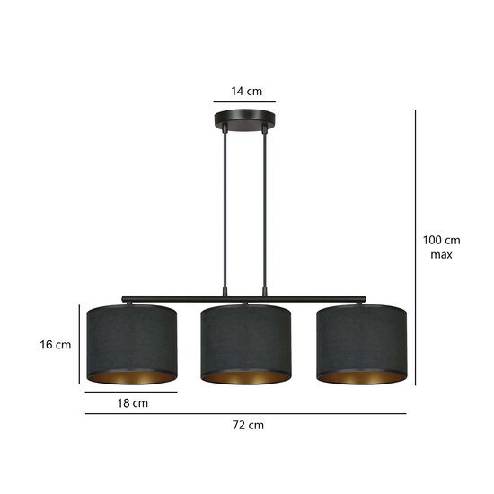 Lampe suspendue Middelfart abat-jour ronds noirs 3x E27