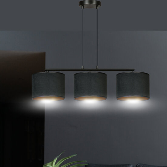 Middelfart lámpara colgante pantallas redondas negras 3x E27
