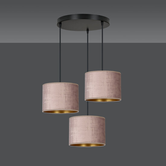 Norddjurs 3 lamps hanglamp roze rond kappen 3x E27