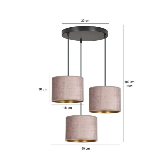 Emibig Emibig Norddjurs 3 lamp hanging lamp pink round shades 3x E27 - Ideal for adding a touch of color to your space