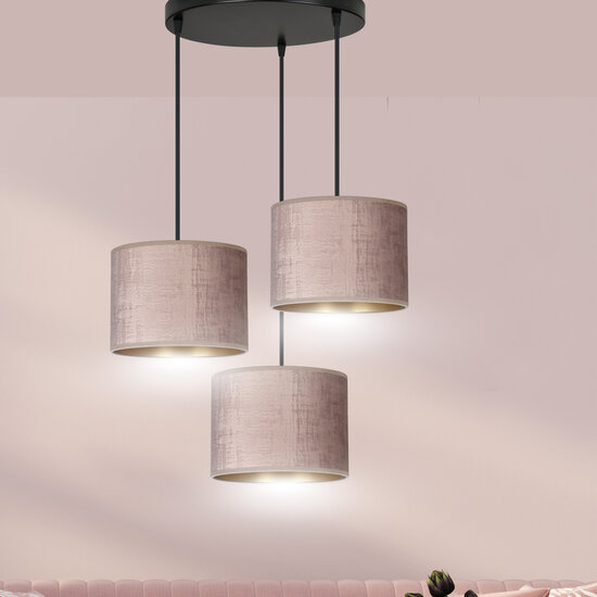 Lampe suspendue Norddjurs 3 lampes abat-jour ronds roses 3x E27