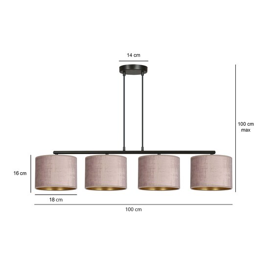 Emibig Emibig Norddjurs hermosa lámpara colgante ancha rosa redonda 4x E27 - Iluminación ideal para cualquier espacio