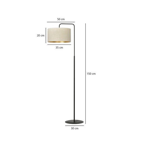 Lampadaire Jammerbugt courbé beige rond 1x E27
