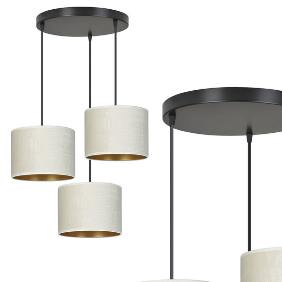 Emibig Emibig Jammerbugt 3 lamp hanging lamp beige round shades 3x E27 - Ideal lighting for any space