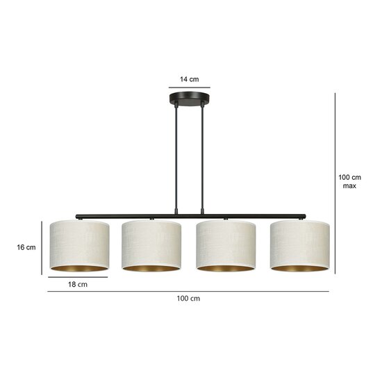 Emibig Emibig Jammerbugt belle large lampe suspendue beige ronde 4x E27 - Solution d'éclairage idéale pour votre salon