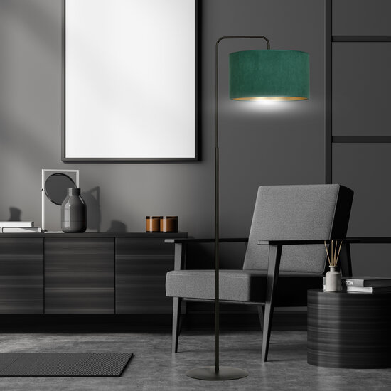 Fredensborg vloerlamp gebogen groen rond 1x E27