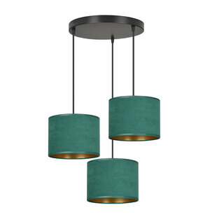 Fredensborg lámpara colgante 3 lámparas verde pantallas redondas 3x E27