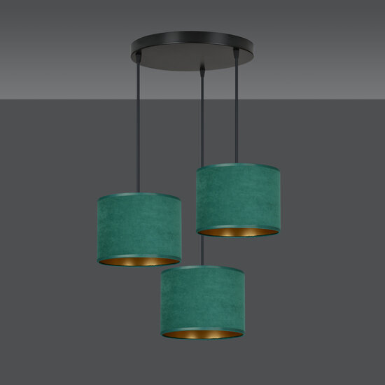 Fredensborg 3 lamp hanging lamp green round shades 3x E27