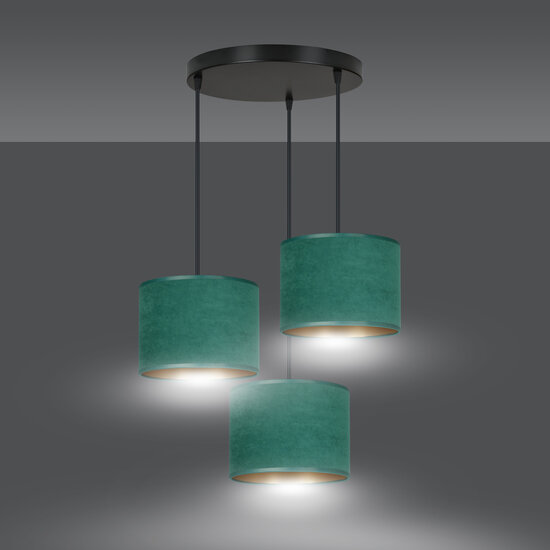 Emibig Emibig Fredensborg 3 lamps hanglamp groen rond kappen 3x E27 - Perfect voor sfeervolle verlichting in elke ruimte