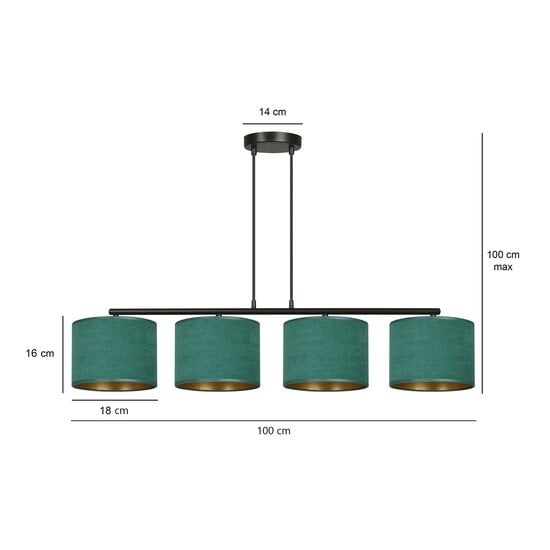 Emibig Emibig Fredensborg belle large suspension verte ronde 4x E27 - Idéale pour créer une ambiance chaleureuse