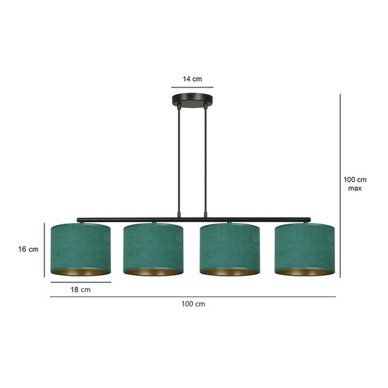 Fredensborg mooie brede hanglamp groen rond 4x E27