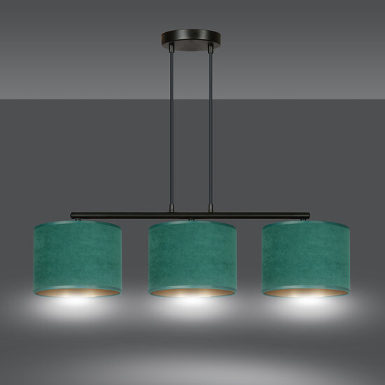 Lampe à suspension Fredensborg abat-jour ronds verts 3x E27