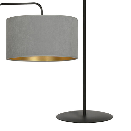 Lampadaire Bornholm courbé marbre gris rond 1x E27