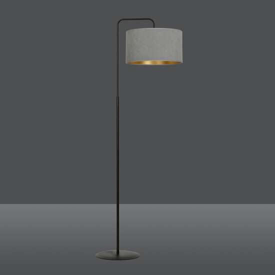 Bornholm floor lamp curved gray marble round 1x E27