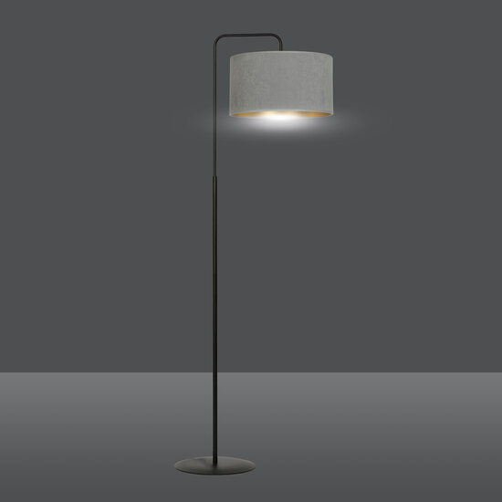 Bornholm floor lamp curved gray marble round 1x E27