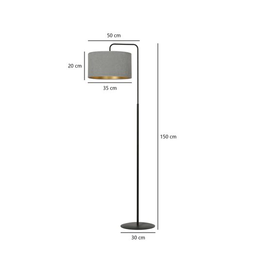 Bornholm floor lamp curved gray marble round 1x E27